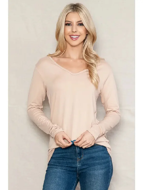 Super Soft V-Neck Long Sleeve Top