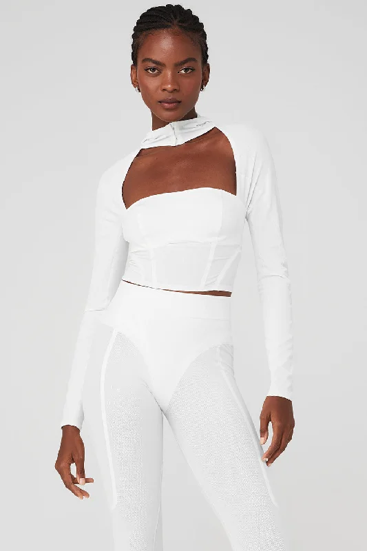 Day Break Corset Long Sleeve Top - Winter White